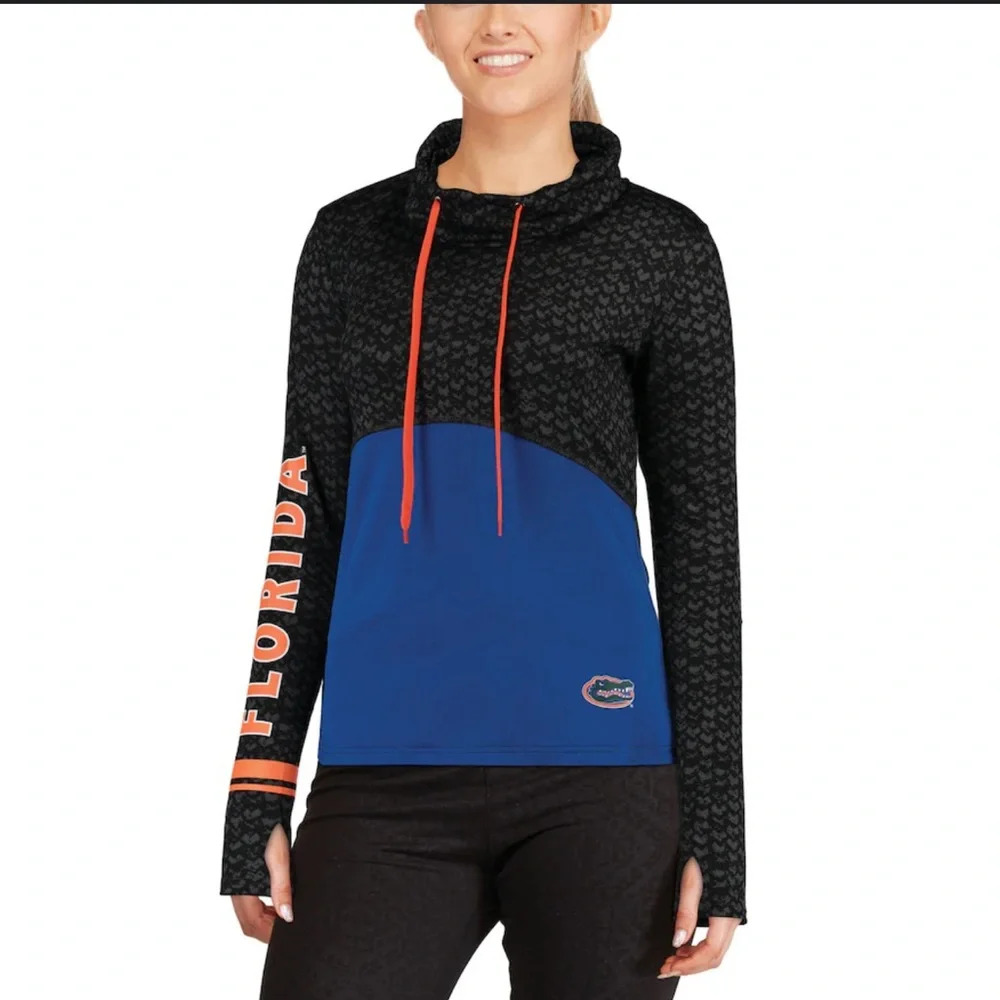 Women's Colosseum Black/Royal Florida Gators Scaled Mock Neck Fitted Pullover S